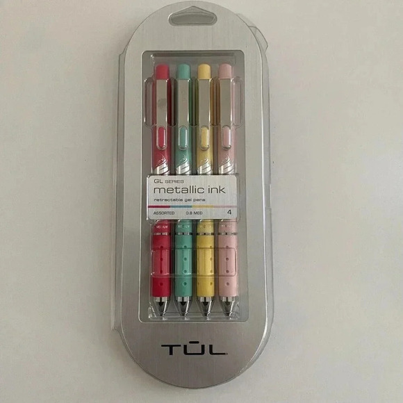 TUL GL Series Retractable Gel Pens Med 0.8 mm Metallic Inks Red Green Gold Pink - Picture 1 of 2